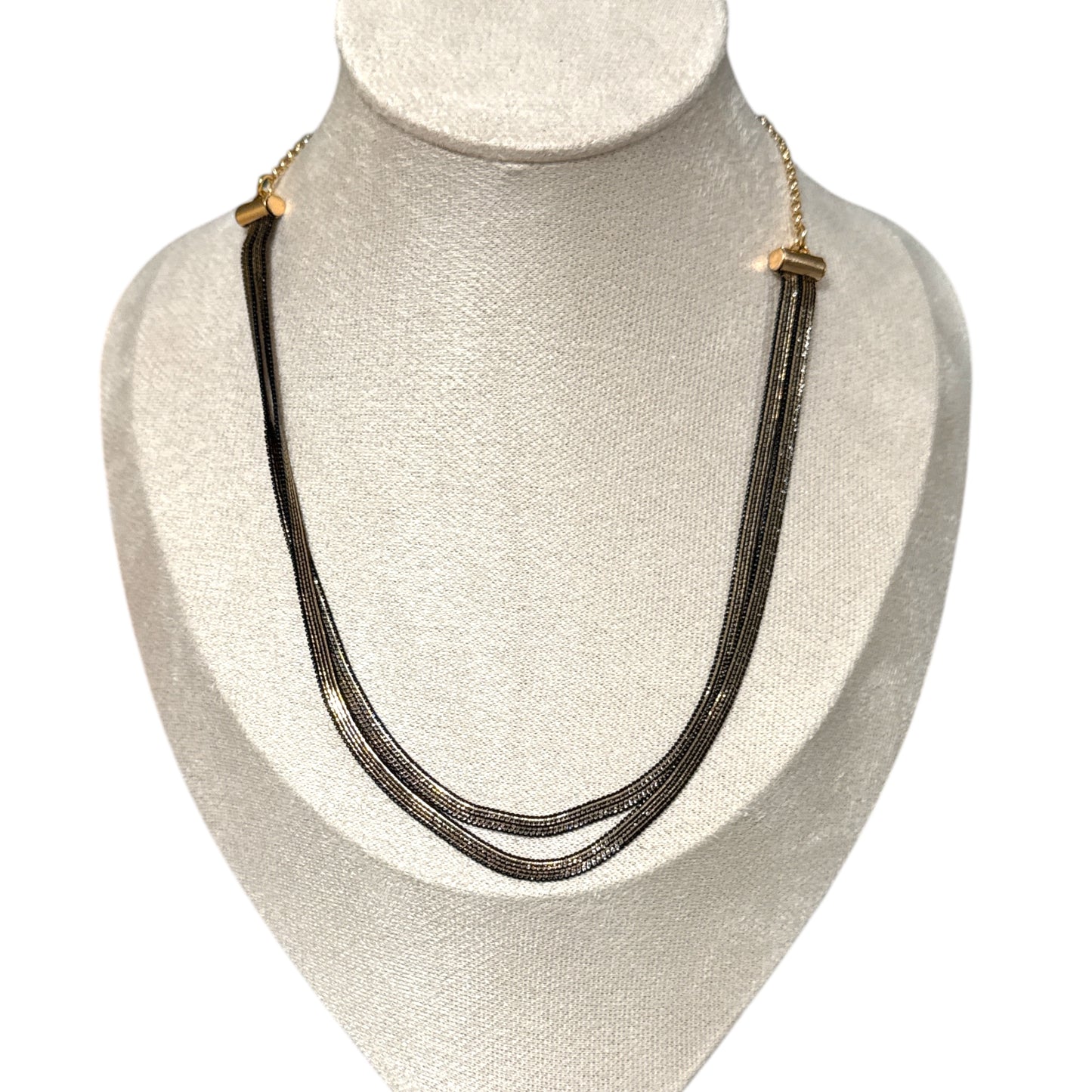 Black and Gold Double Snake Chain Necklace