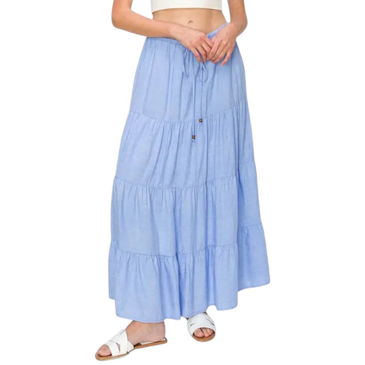 Flowy Tiered Maxi Linen Skirt