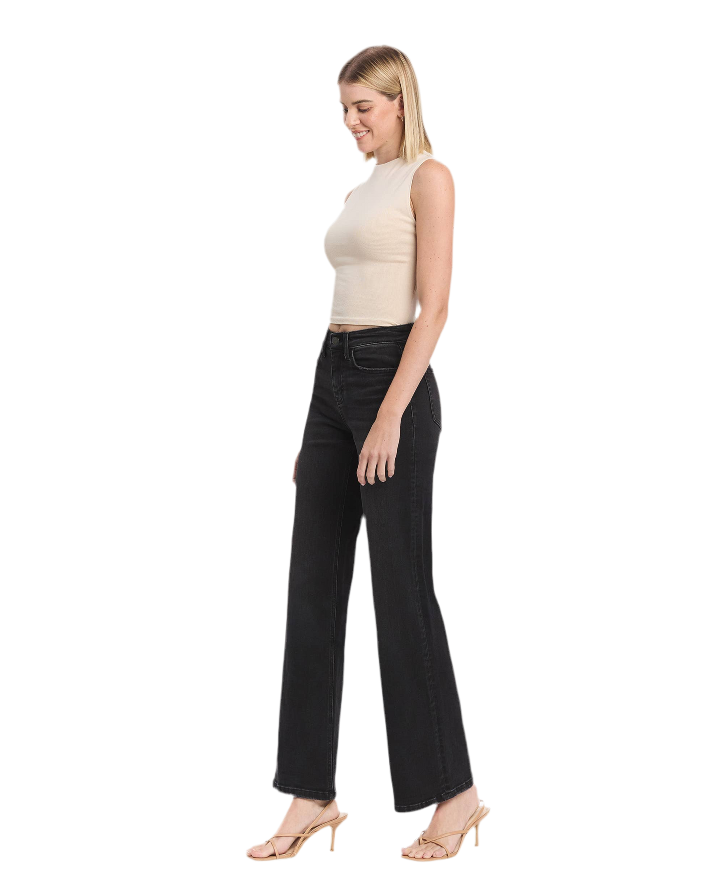 High Rise Loose Fit Black Jeans