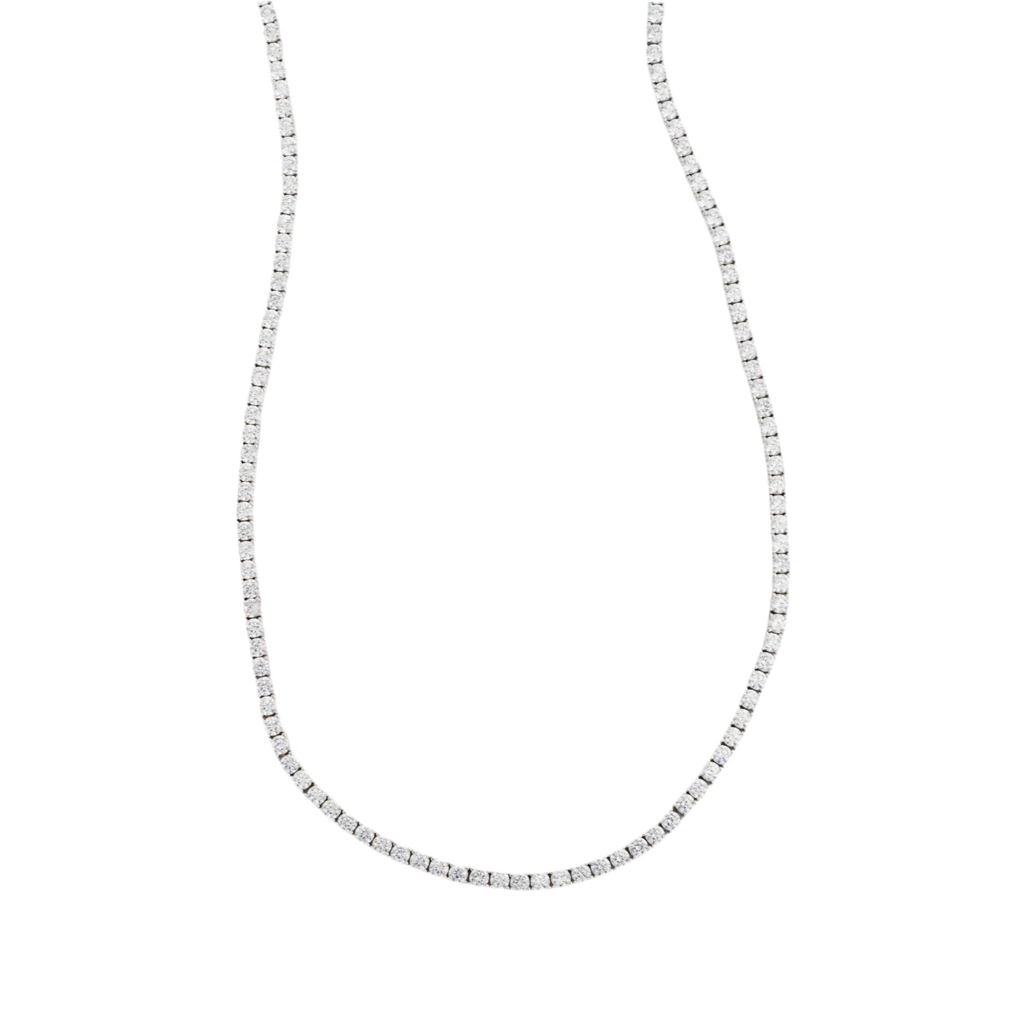 3mm Silver Diamond Tennis Necklace