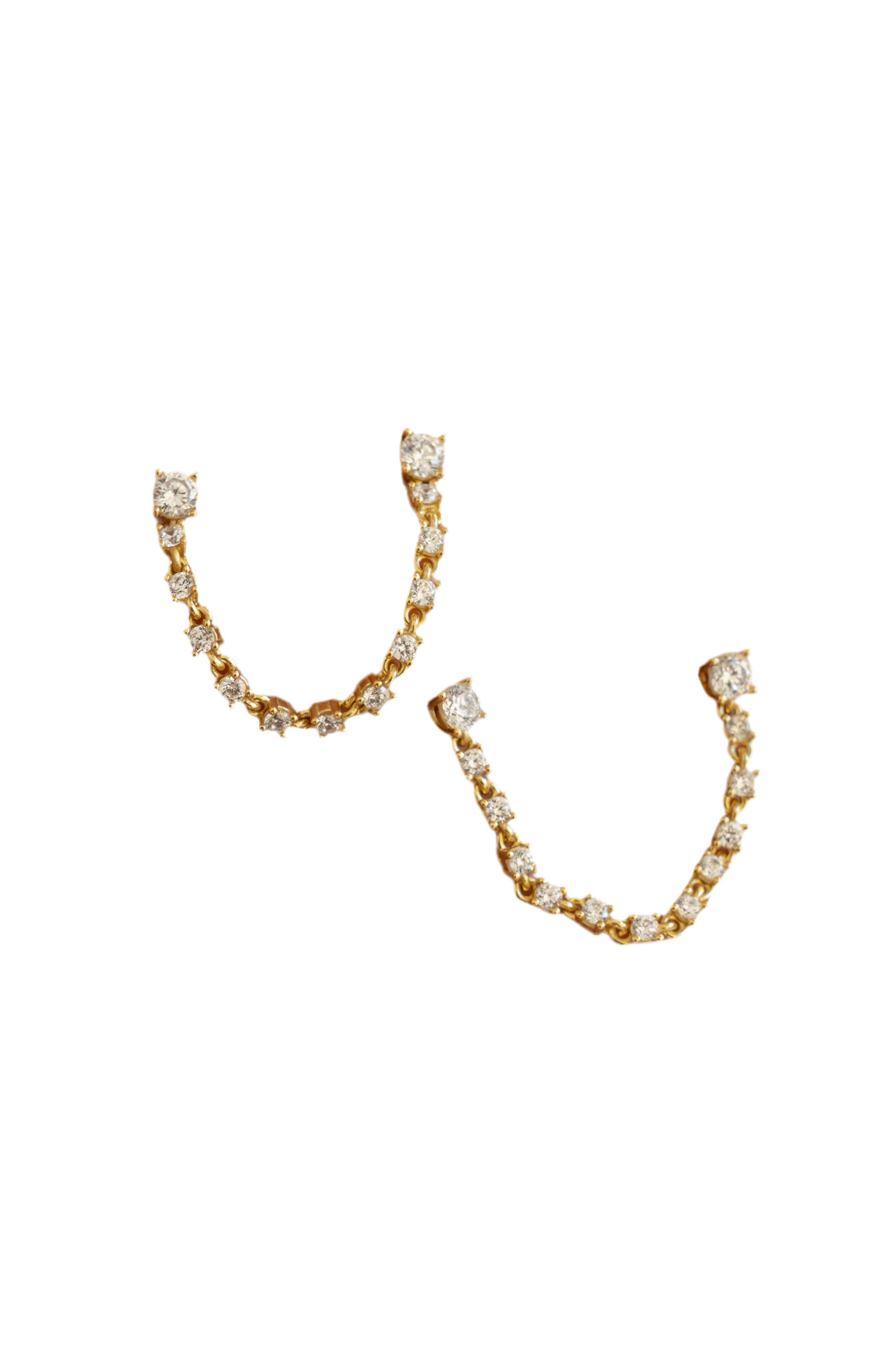 Two-Piercing Gold Tennis Chain Link Studs