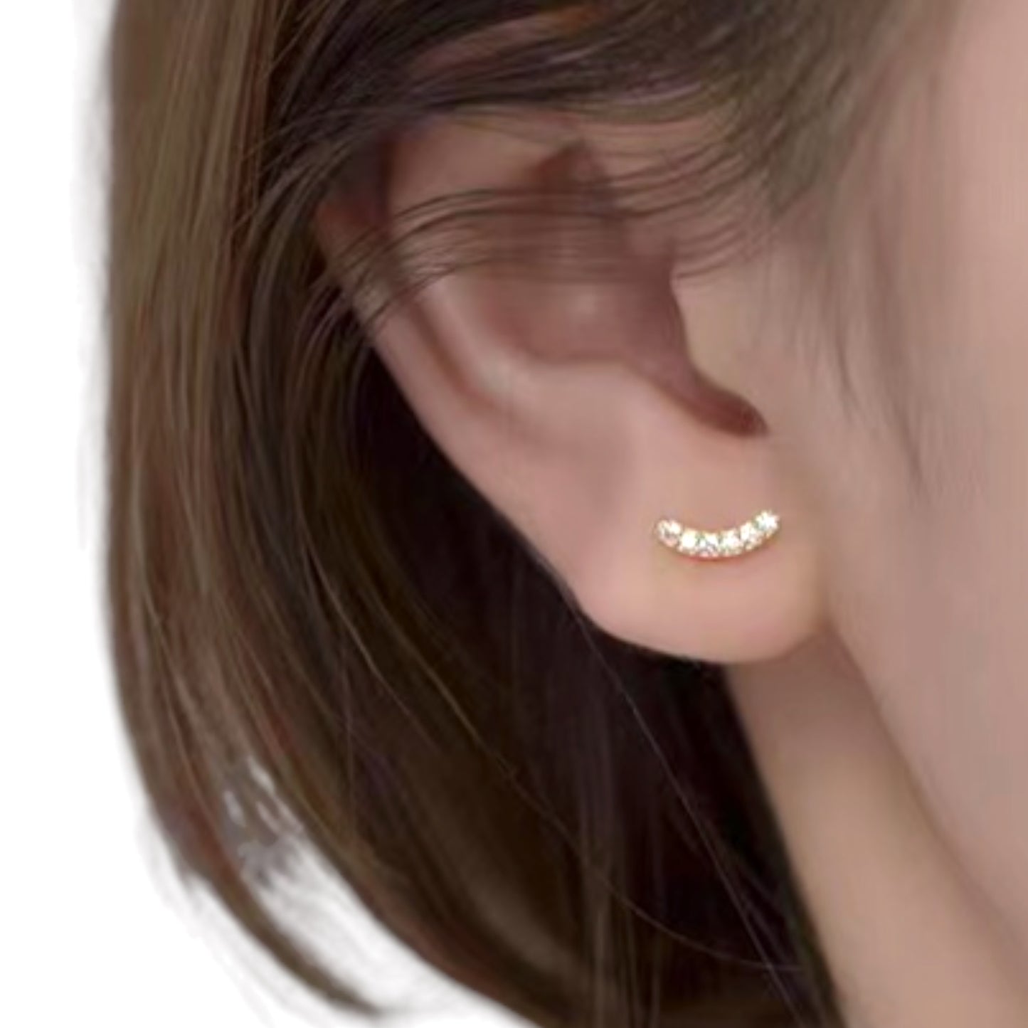 Gold Curved Bar Stud Earrings