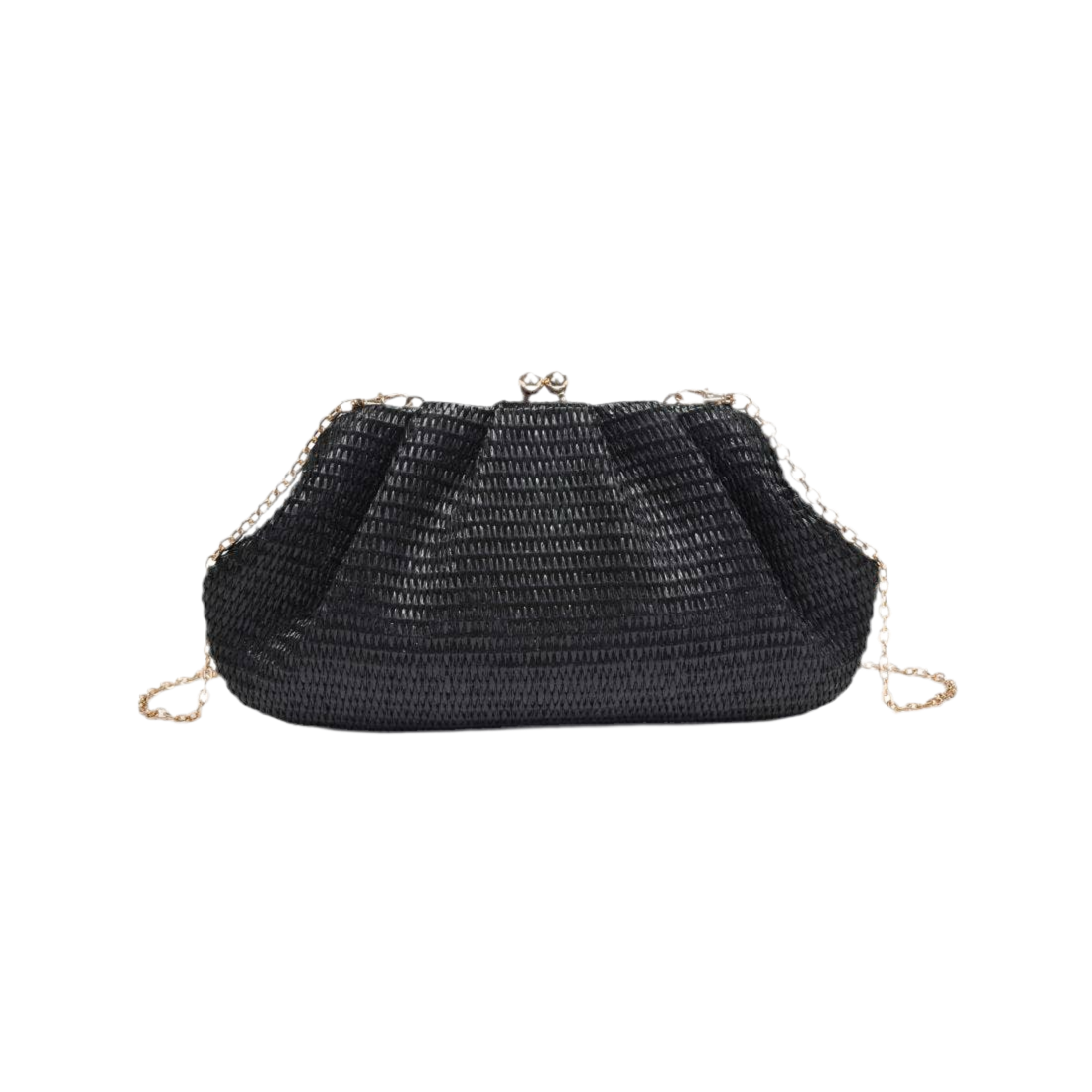 Straw Frame Clutch: Black