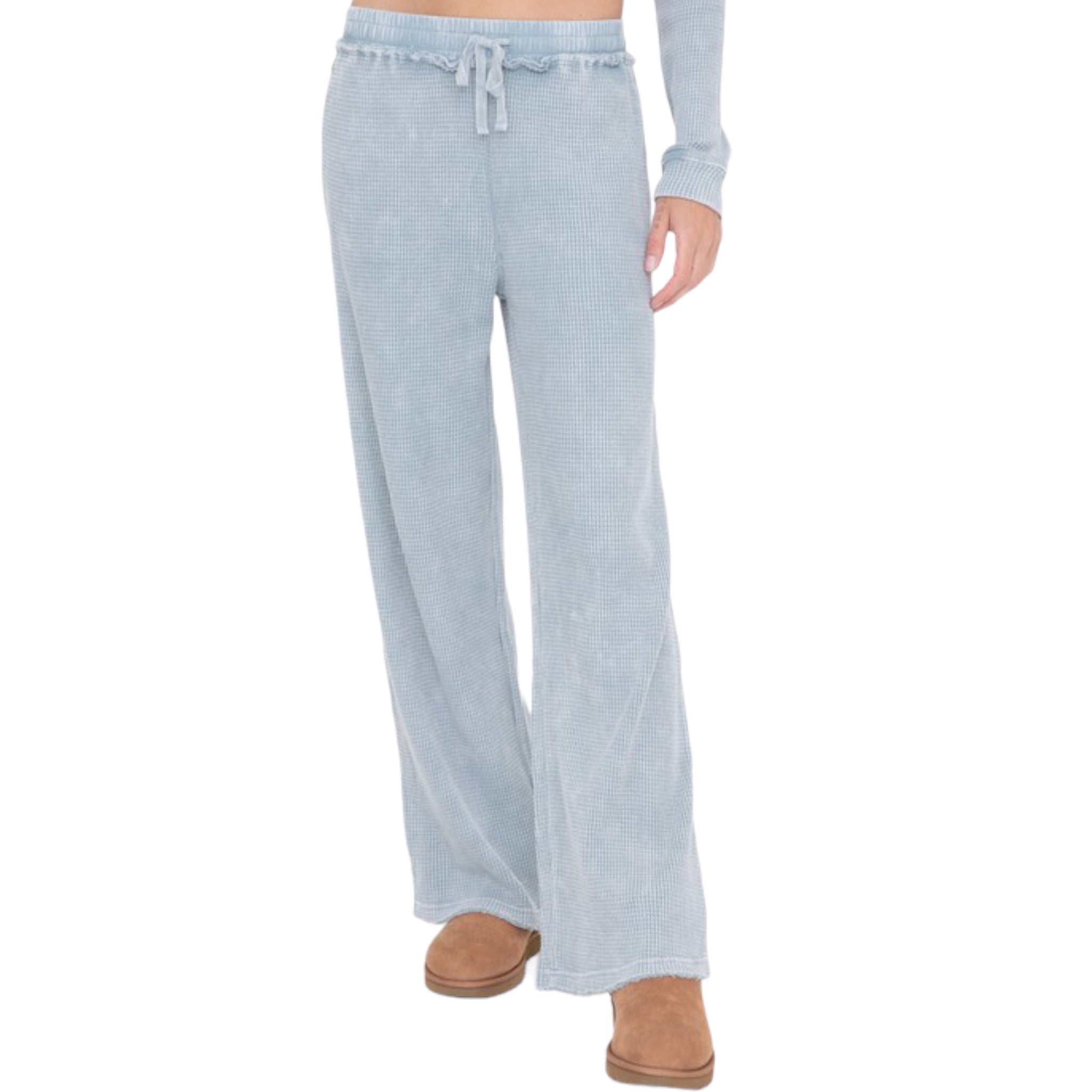 Distressed Mineral-Washed Pants in Blue and Black
