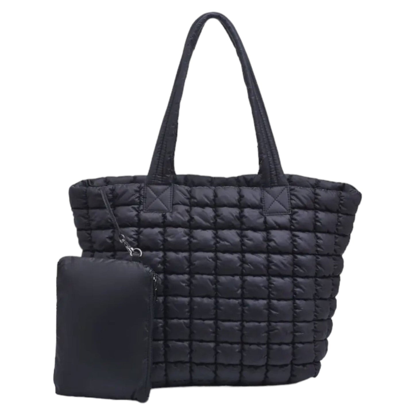 Black Quilted Puffer Nylon Tote