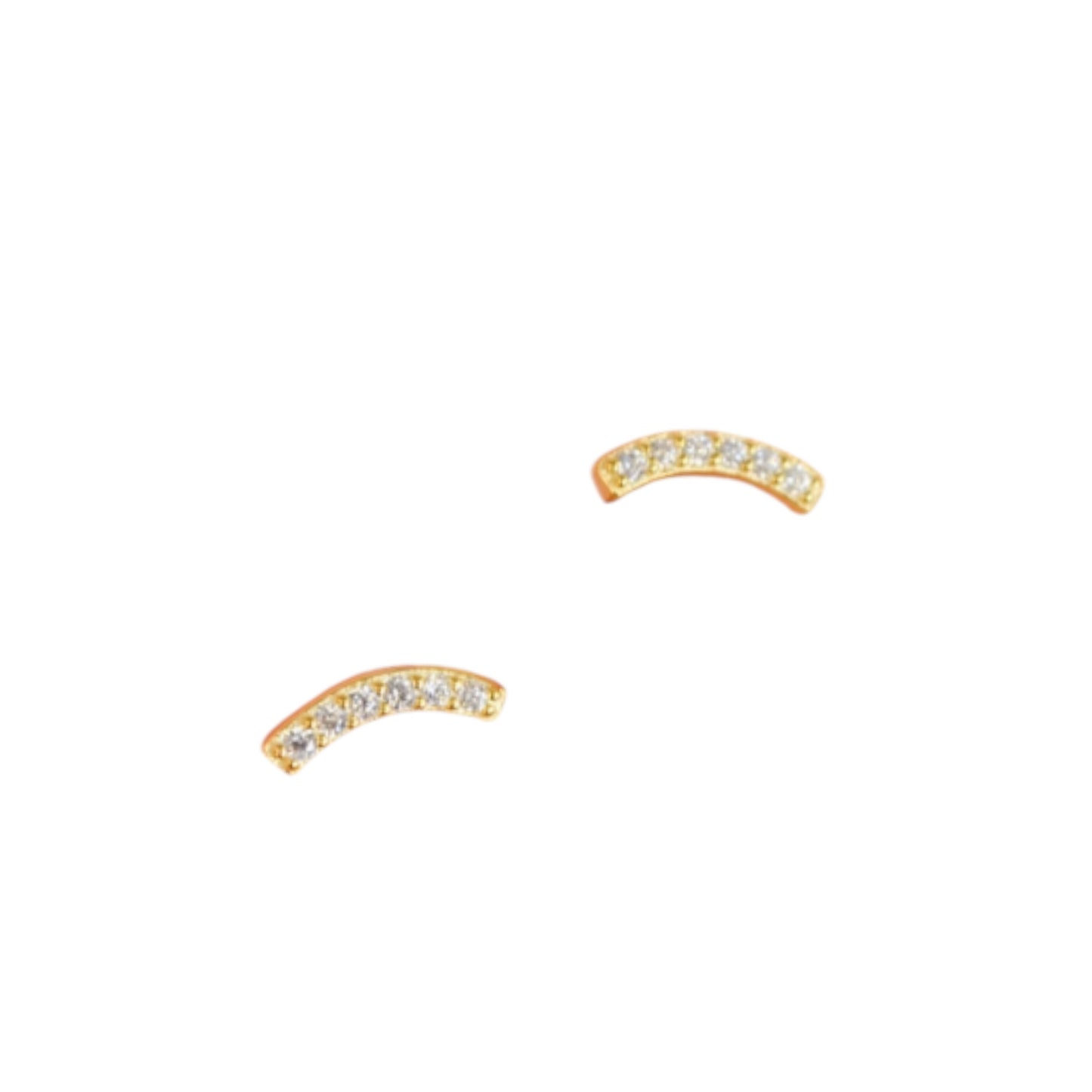 Gold Curved Bar Stud Earrings