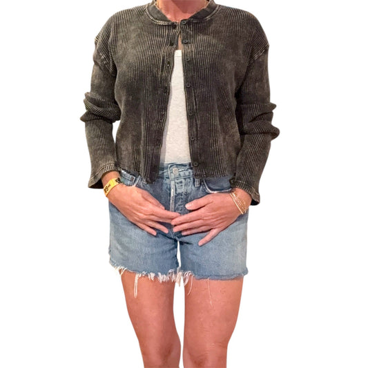 Waffle Long Sleeve dyed cardigan