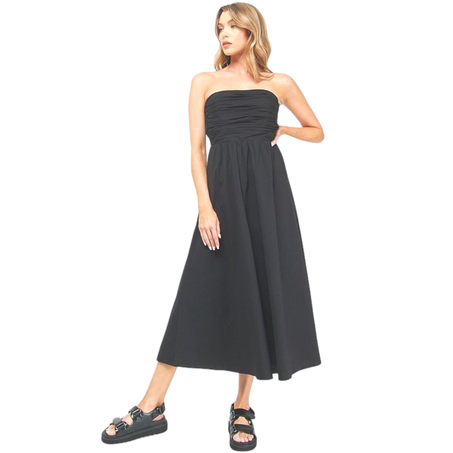 Strapless Maxi Dress in Black and White