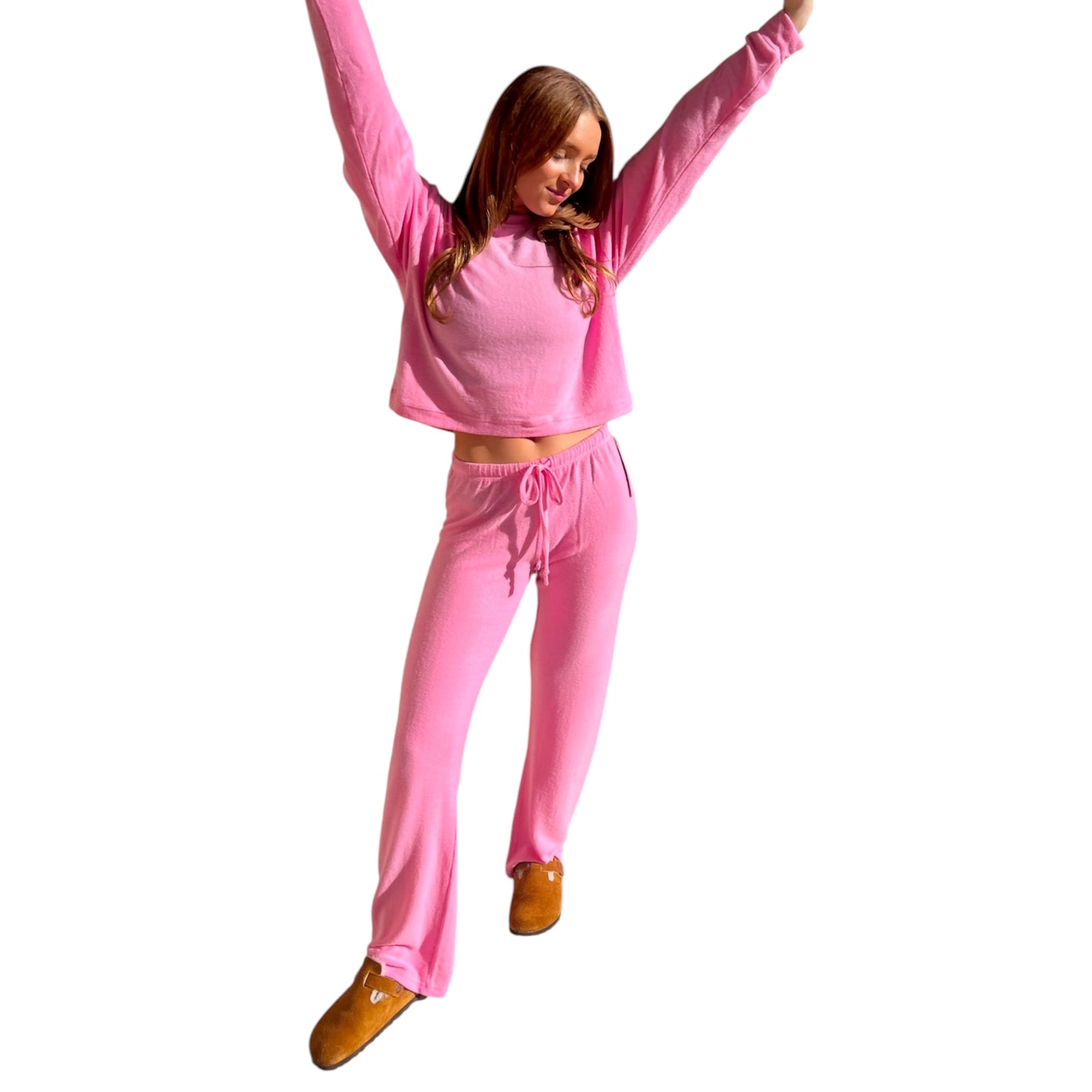 Pink Ultra Soft Crewneck Top and Cozy Bottoms Set