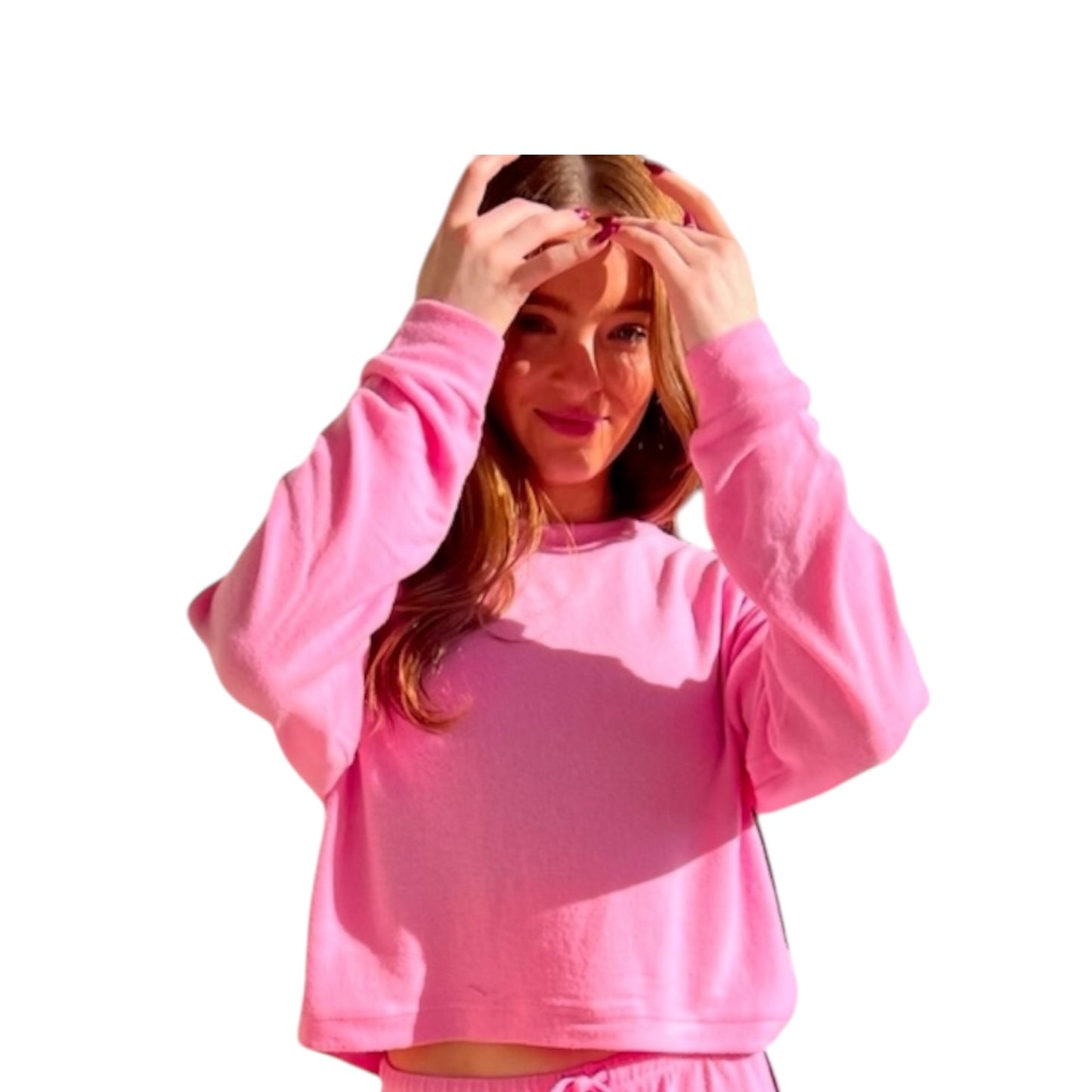 Pink Ultra Soft Crewneck Top and Cozy shorts Set