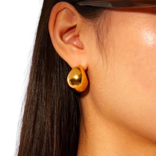 Puffy Hoop Crescent Waterproof Earrings in Gold and Silver