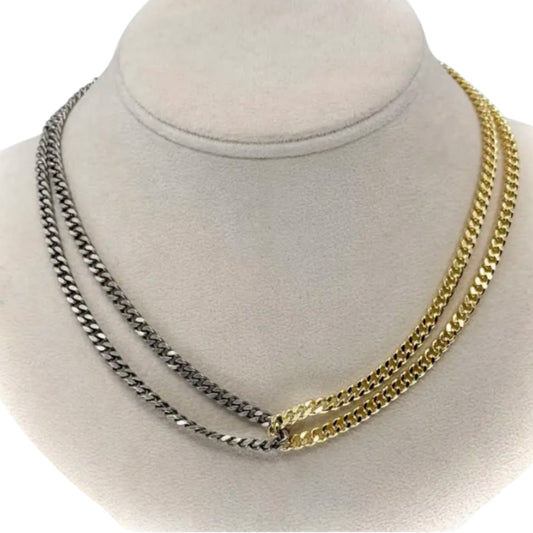 Criss-cross Gold and Silver necklace