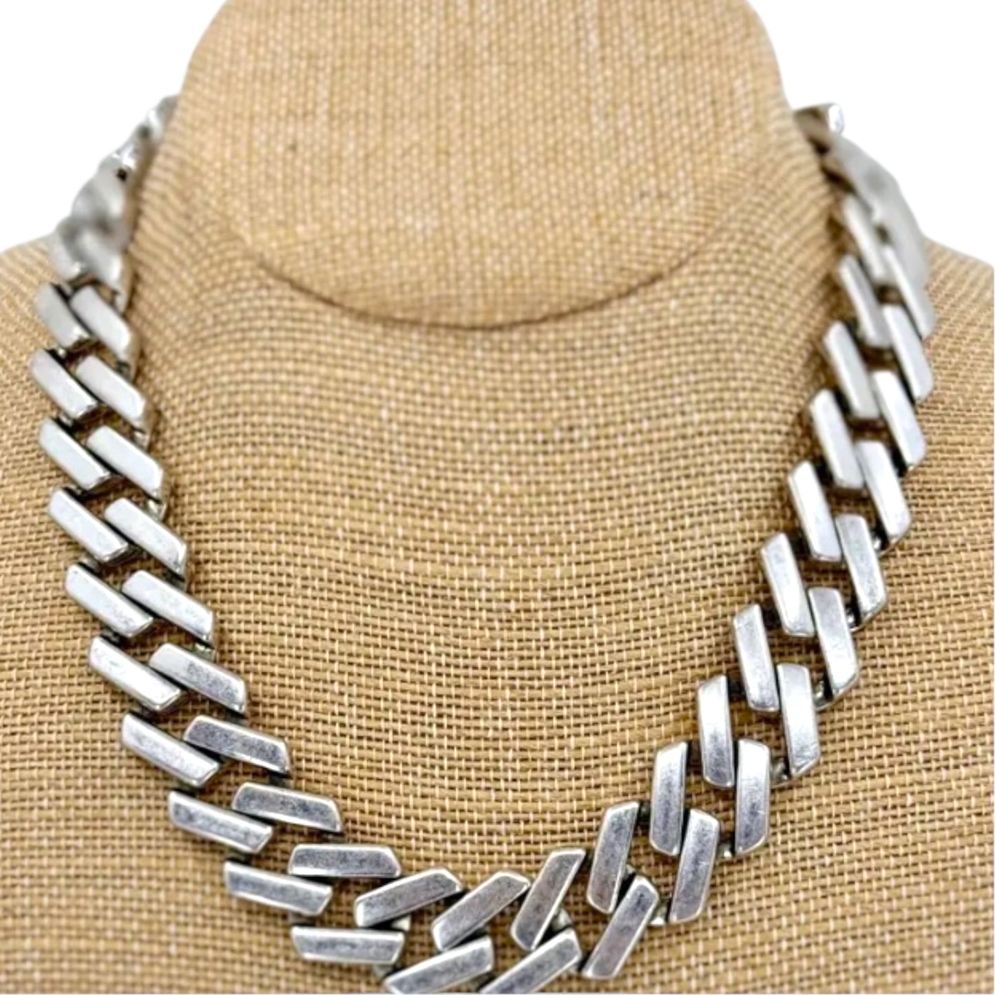 Antique Silver Chunky Choker Necklace