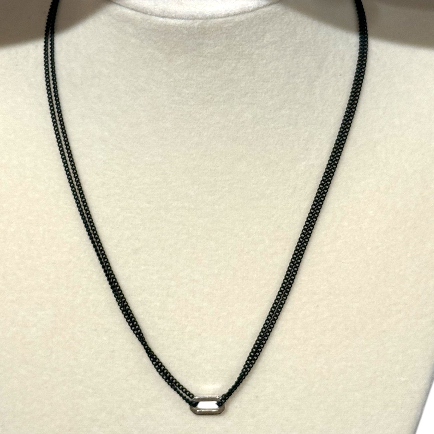 Black Chain Link Necklace with Accent Piece in Center