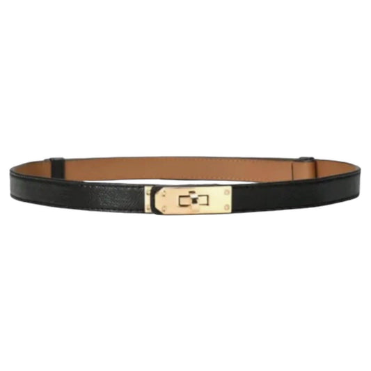Latch Belt and Gold Link Vegan Leather Belt