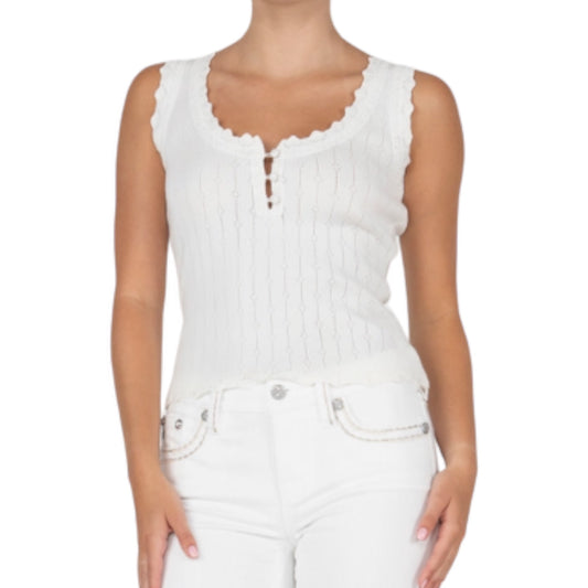 Ribbed Tank with Button Detail