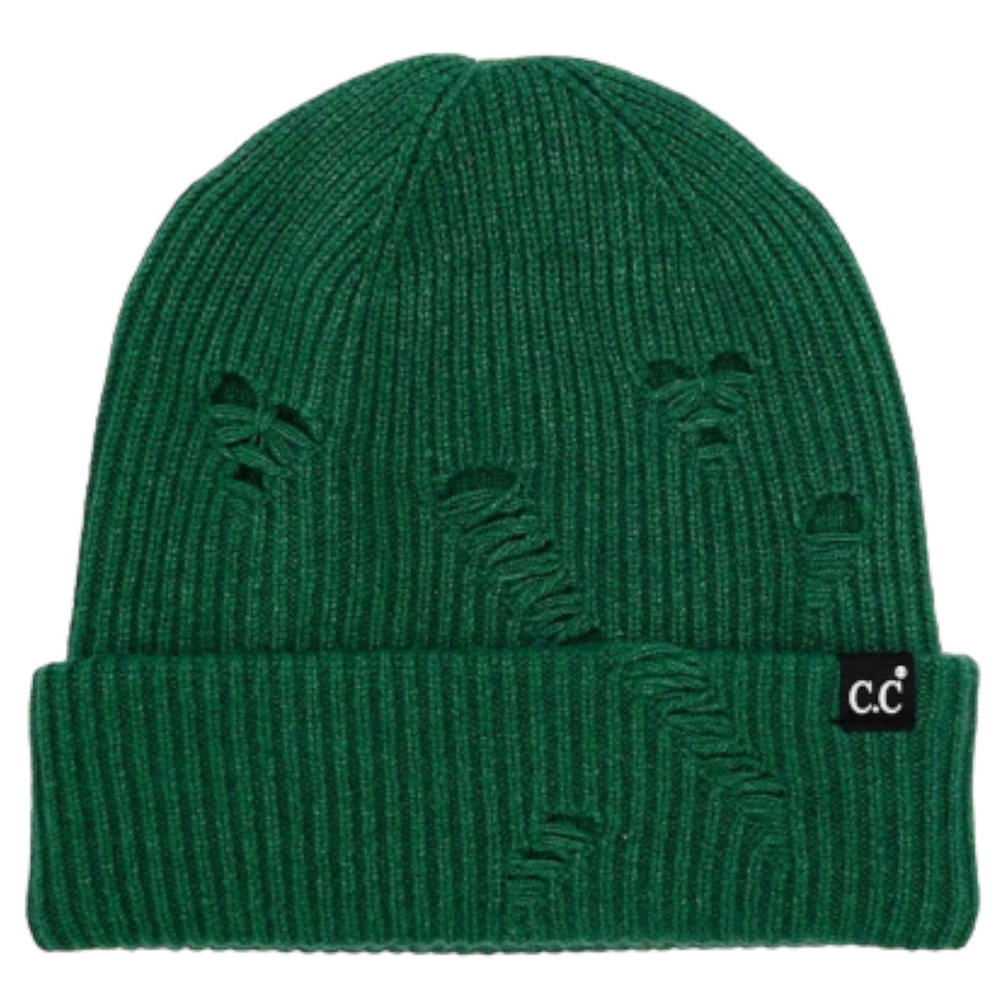 C.C Distressed Solid Cuff Beanie Hat
