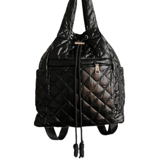 Black Quilted Puffer Backpack