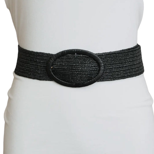 Raffia Oval Buckle Belt - Eco Chic