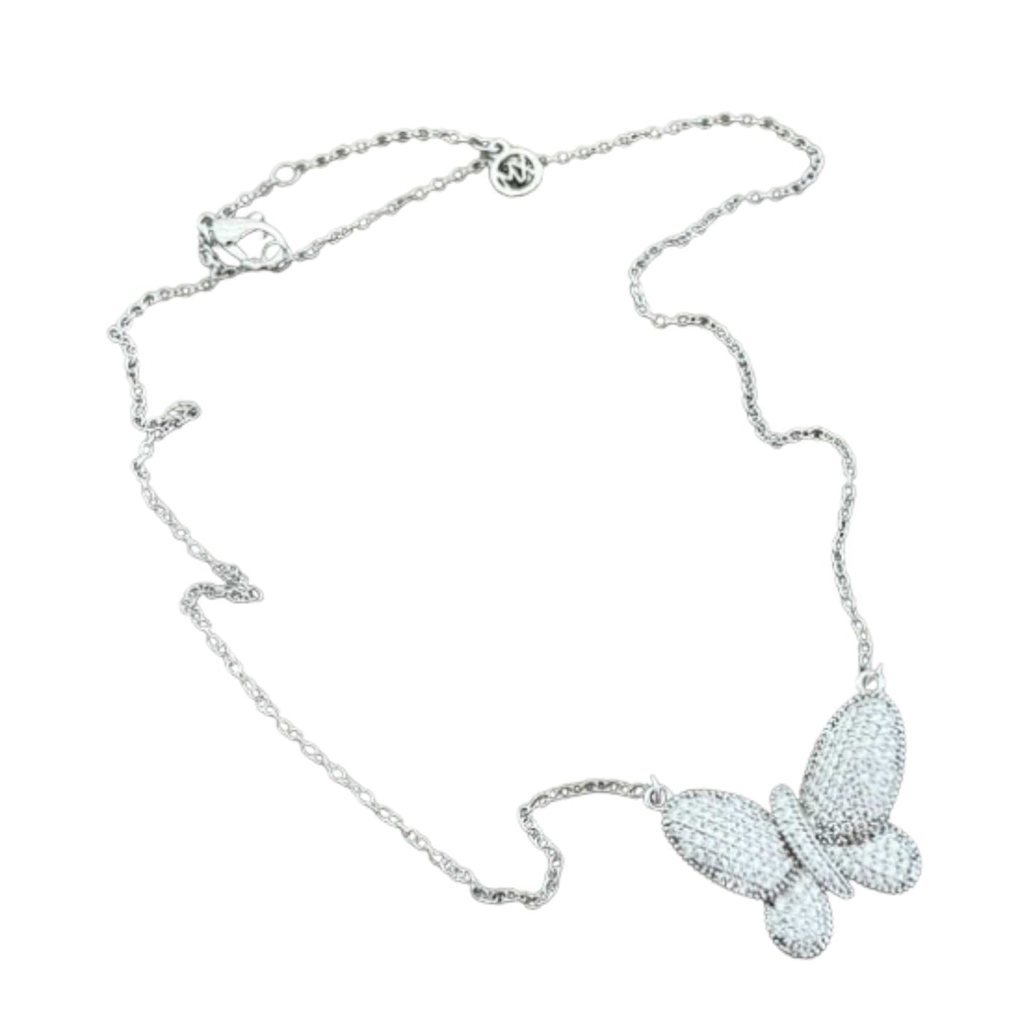 Rhodium Butterfly Necklace