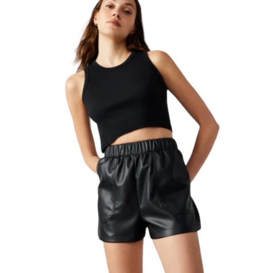 Steve Madden Faux the Record Short in Black