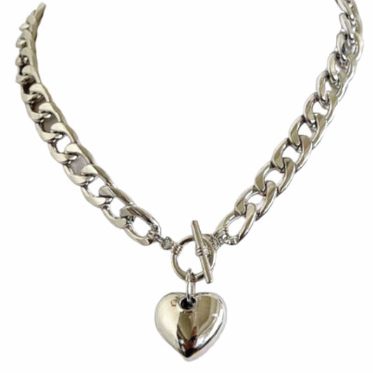 Silver Heart Toggle Necklace