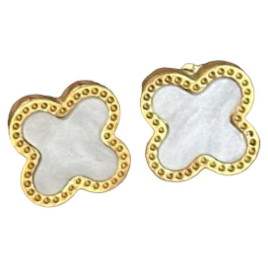 Gold MOP Clover Earrings
