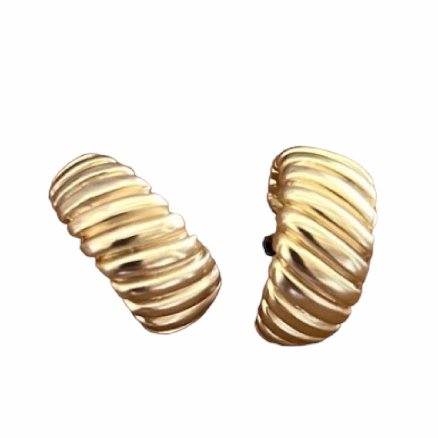 Gold Textured Huggie Earrings