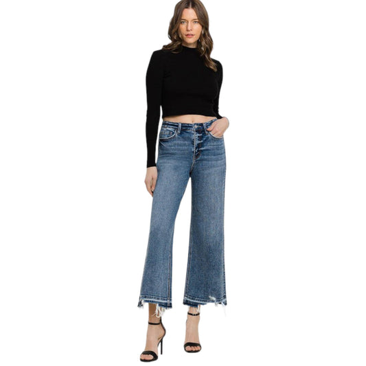High Rise Cropped Wide Leg Jeans by Flying Monkey