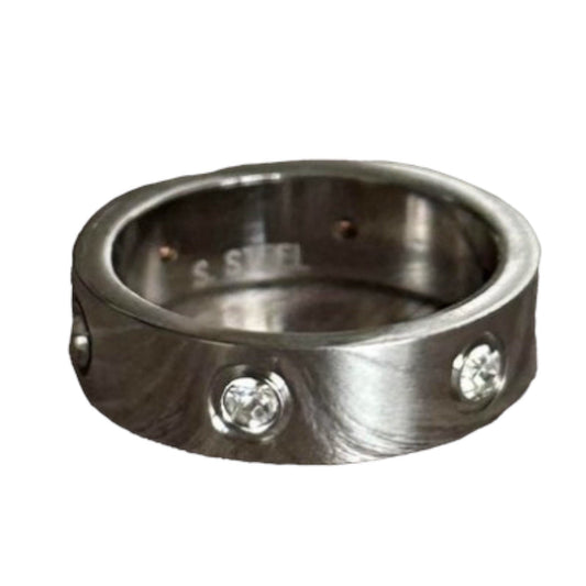 Stainless Silver Ring CZ size 6