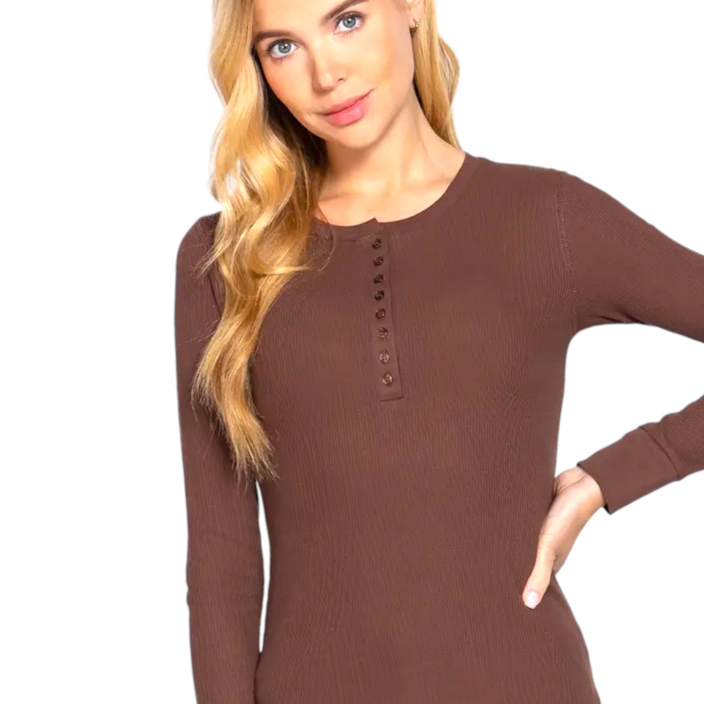 Brown Thermal Henley Top