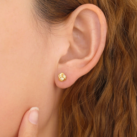 Love Knot Stud Earrings in Gold and Silver