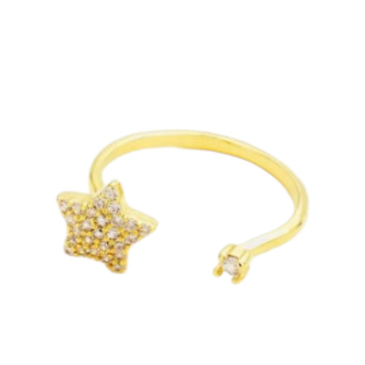 Gold and Silver Star Adjustable Ring