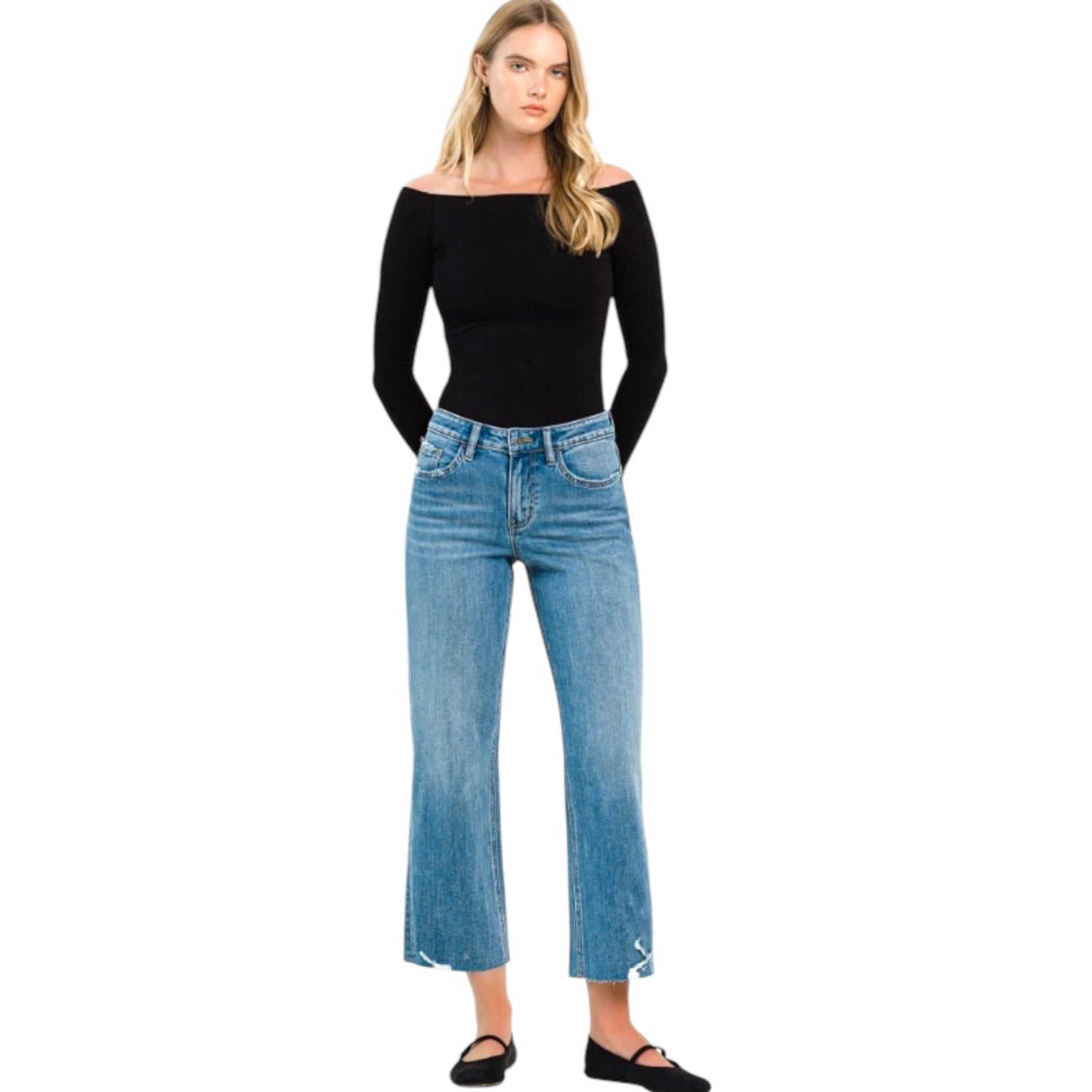 Flying Monkey Crop Slim Wide Leg Jeans