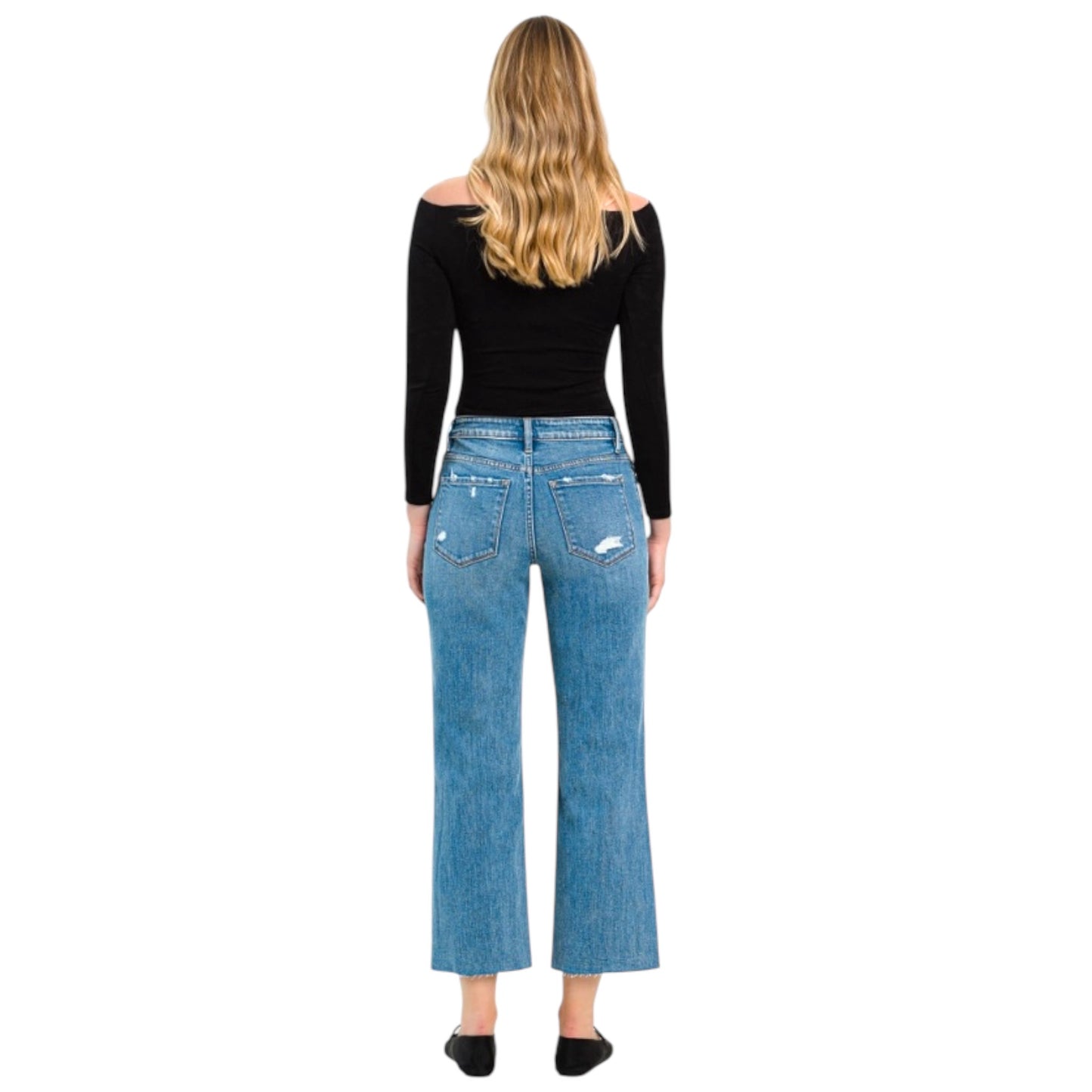 Flying Monkey Crop Slim Wide Leg Jeans