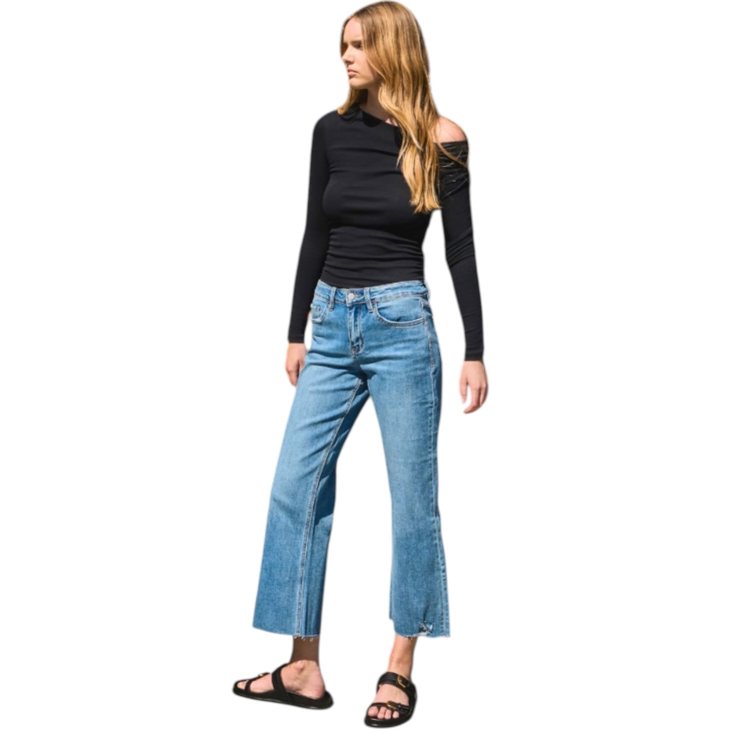 Flying Monkey Crop Slim Wide Leg Jeans