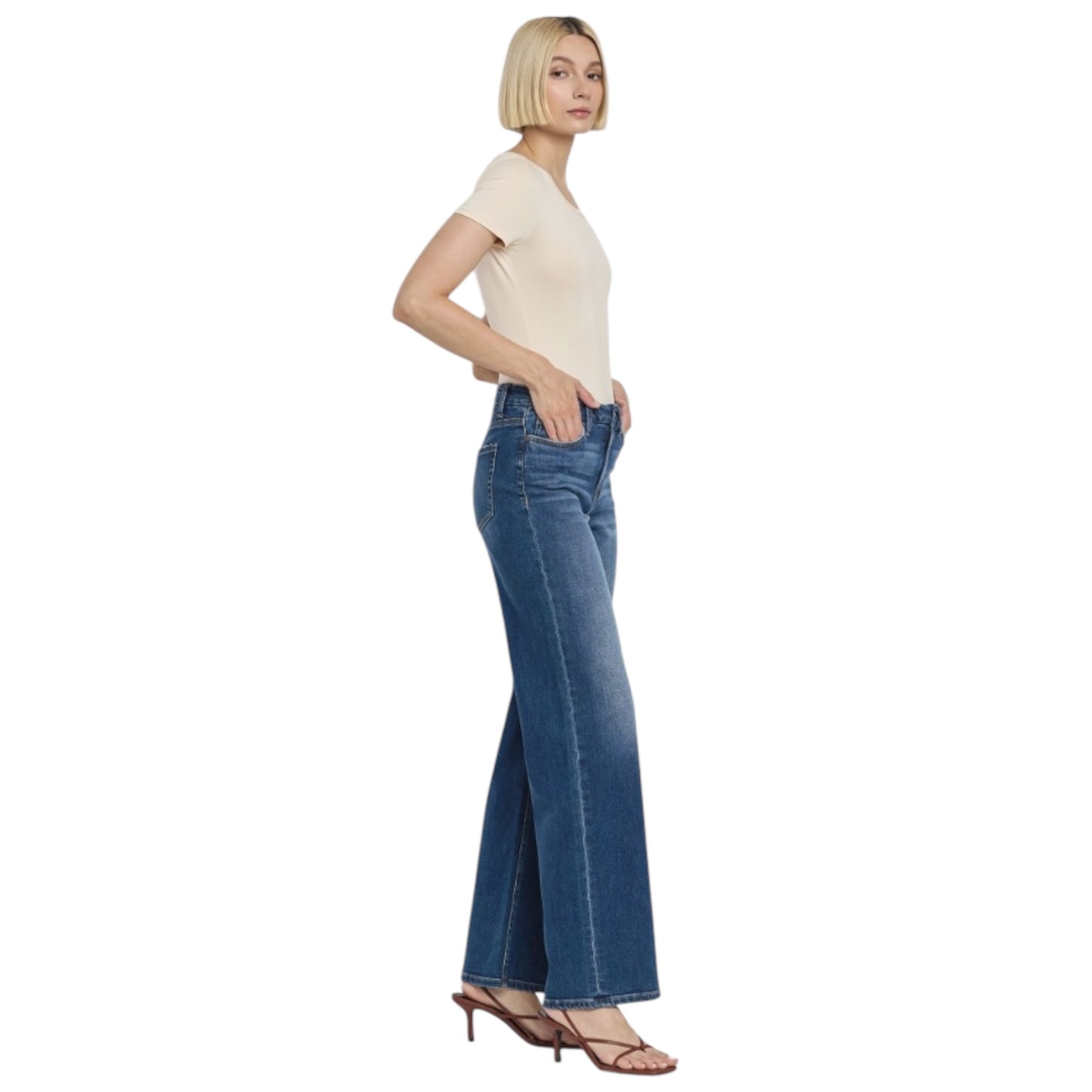 High Rise Full Length Loose Jeans