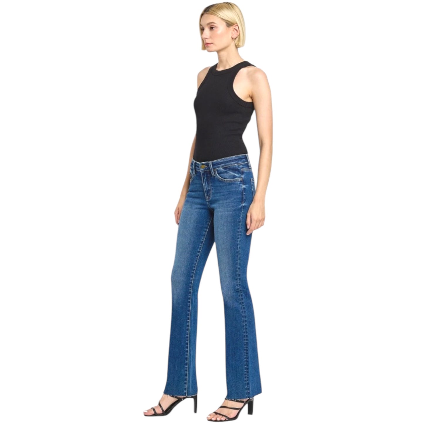 Mid Rise Slim Straight Leg Jeans