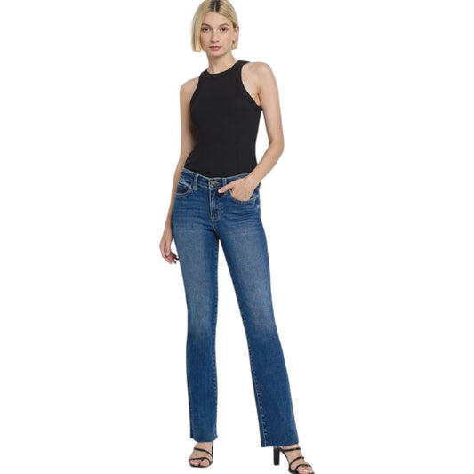 Mid Rise Slim Straight Leg Jeans