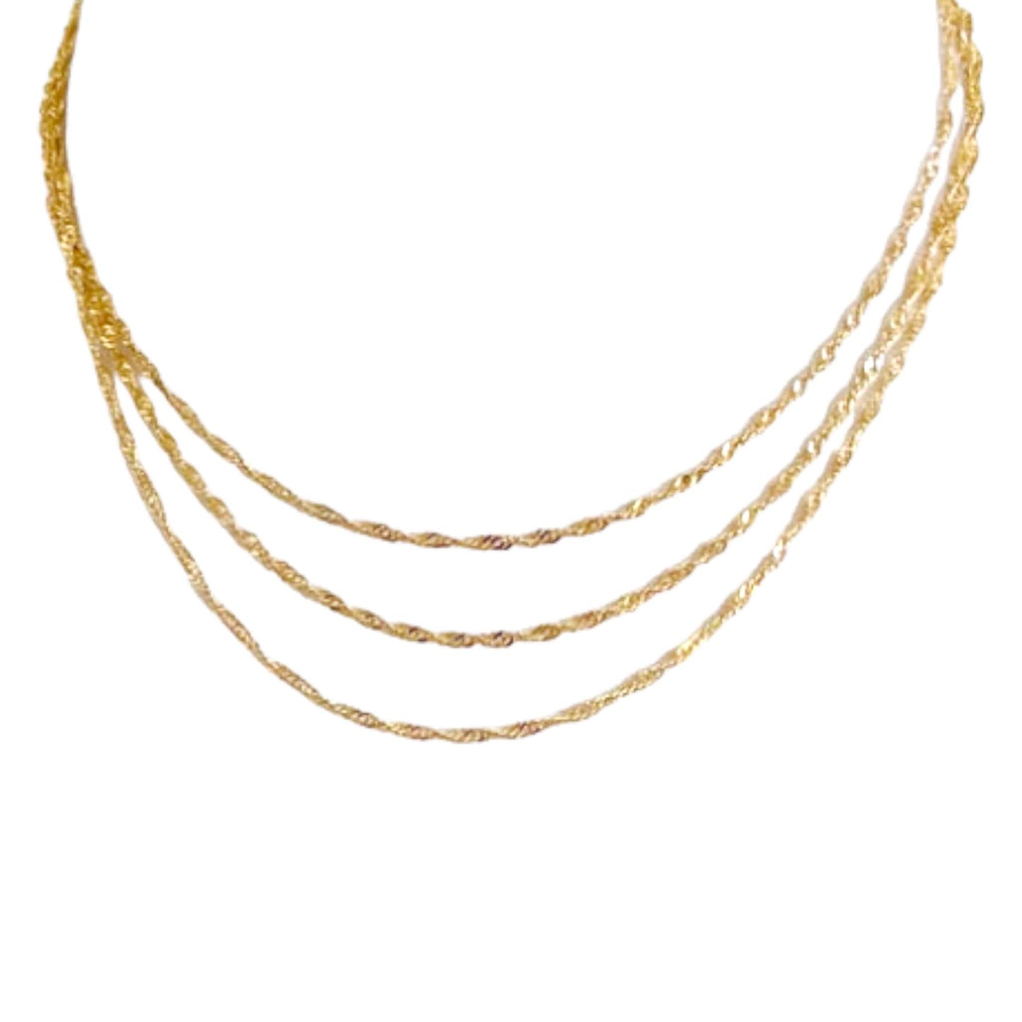 Triple Gold Plated Twisted Chain Necklace