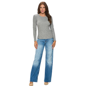Heather Grey Slight Puff Sleeve Top