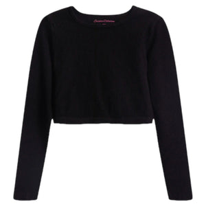 Black Long Sleeve Cropped Ribbed Top