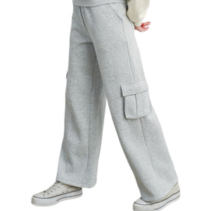Grey Fleece Terry Cargo Sweatpants