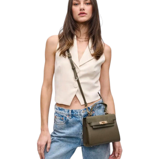 Vegan Leather Crossbody in Olive, Tan and Black