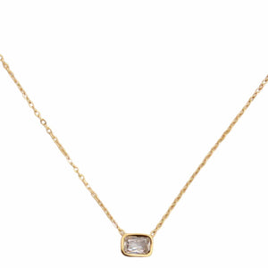 Bezel Stone Necklace Emerald Cut