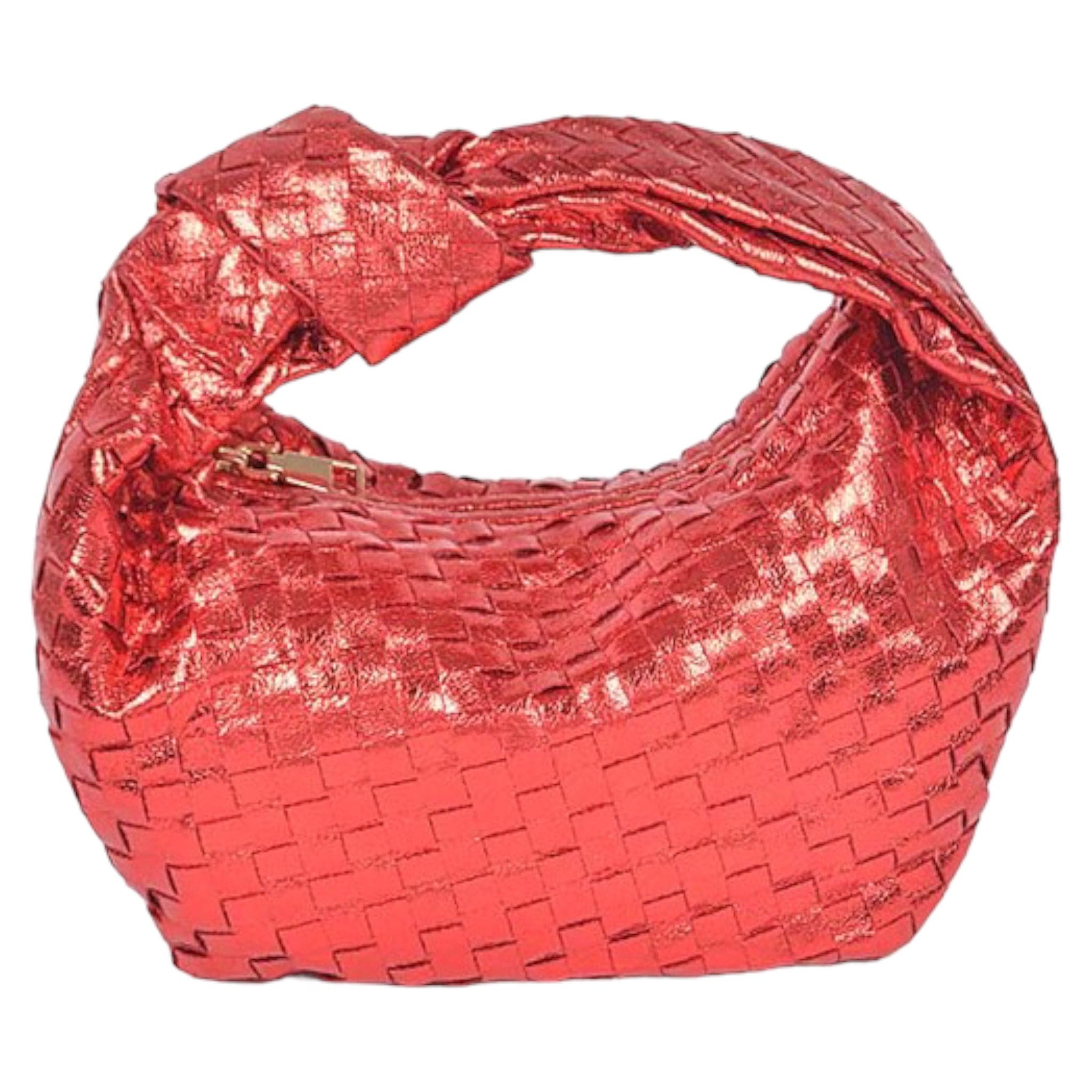 Red Metallic Braided Zip Bag
