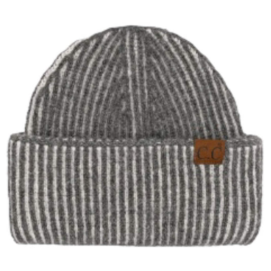 Contrast Colors Ribbed Wide Cuff Beanie