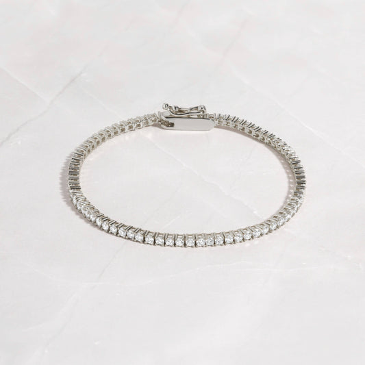Silver Tennis Bracelet w Latch