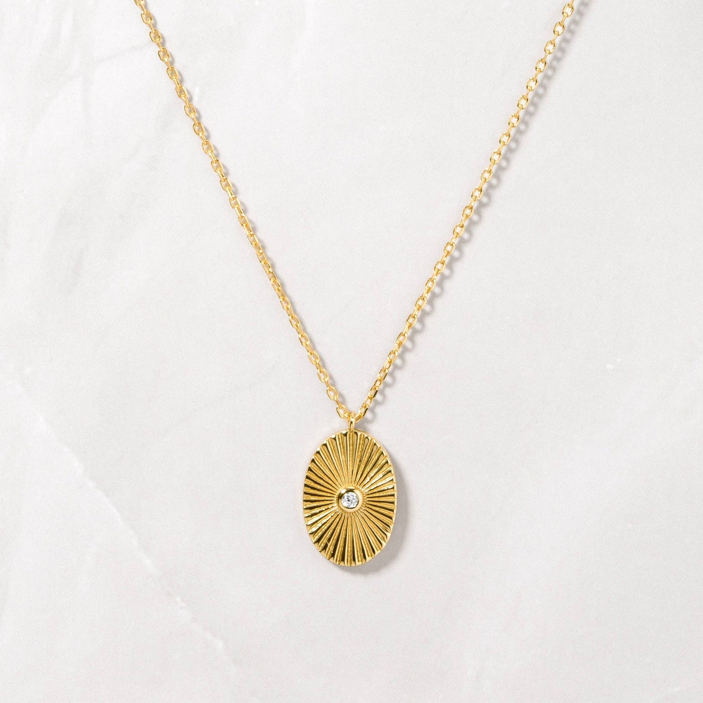 Oval Gold Medallion Necklace on a Simple Chain