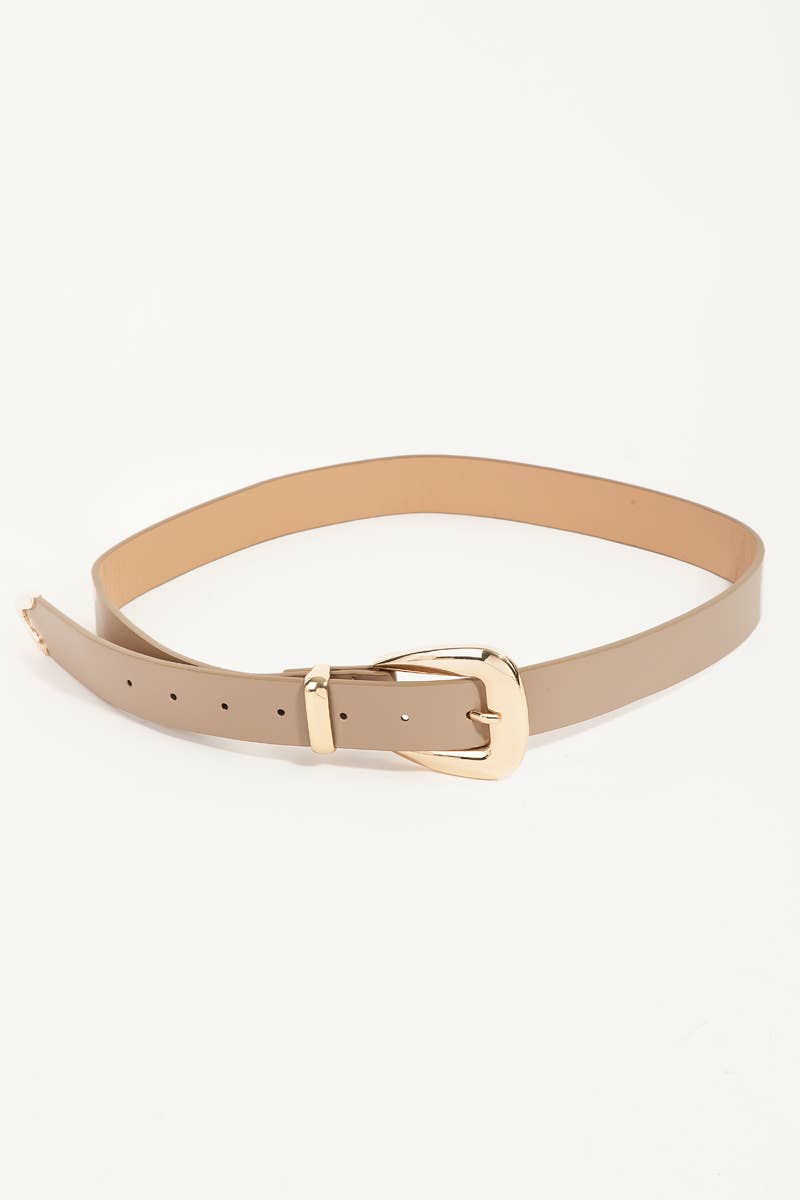 Smooth Faux Leather Belt in Khaki and Black